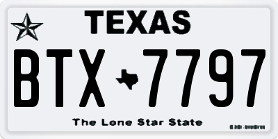 TX license plate BTX7797