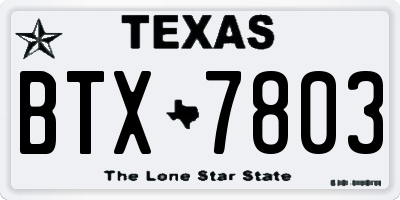 TX license plate BTX7803