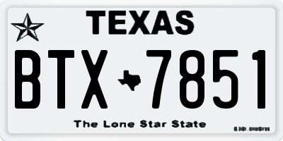 TX license plate BTX7851