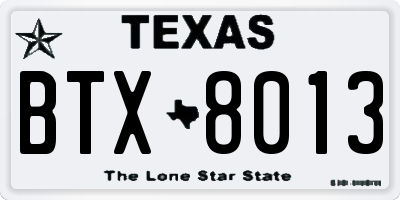 TX license plate BTX8013