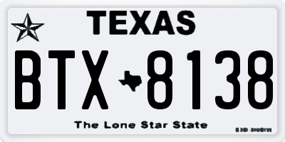 TX license plate BTX8138