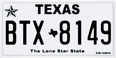 TX license plate BTX8149