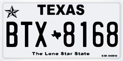 TX license plate BTX8168