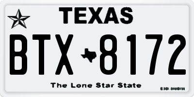 TX license plate BTX8172