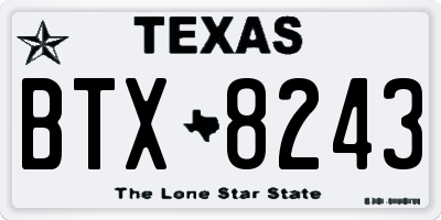 TX license plate BTX8243