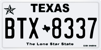 TX license plate BTX8337
