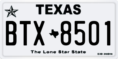 TX license plate BTX8501