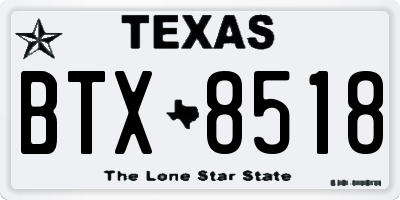TX license plate BTX8518