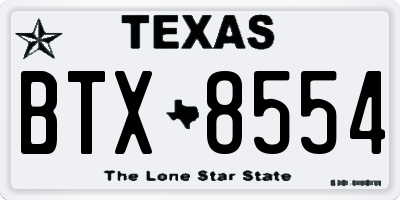 TX license plate BTX8554