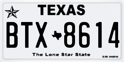 TX license plate BTX8614