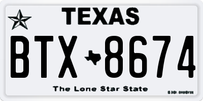 TX license plate BTX8674