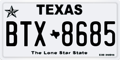 TX license plate BTX8685