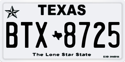 TX license plate BTX8725