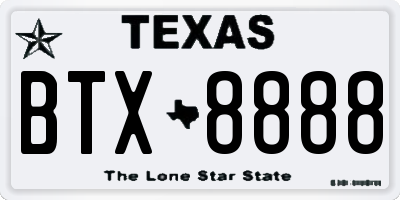 TX license plate BTX8888