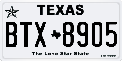 TX license plate BTX8905