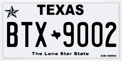TX license plate BTX9002