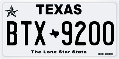 TX license plate BTX9200