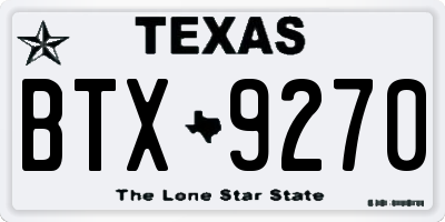 TX license plate BTX9270