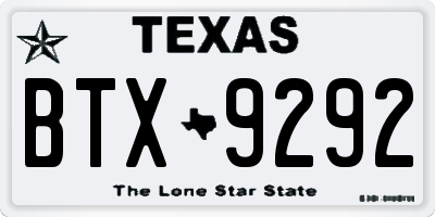 TX license plate BTX9292