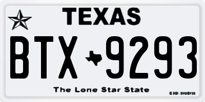TX license plate BTX9293
