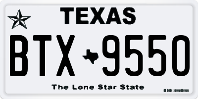 TX license plate BTX9550
