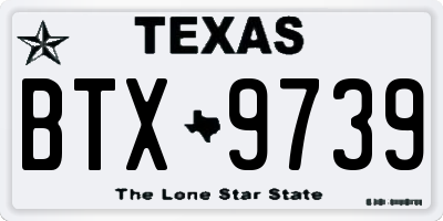 TX license plate BTX9739