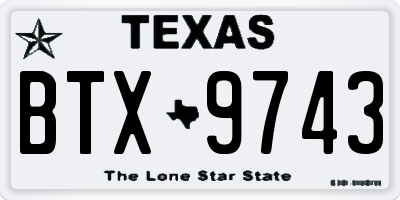 TX license plate BTX9743