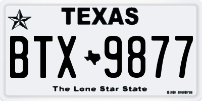 TX license plate BTX9877