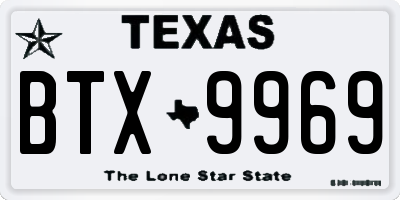 TX license plate BTX9969