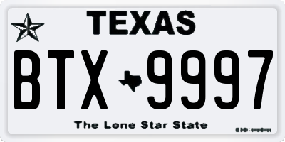 TX license plate BTX9997