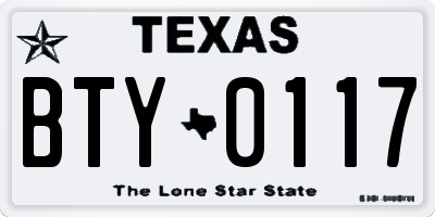 TX license plate BTY0117