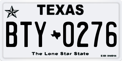 TX license plate BTY0276