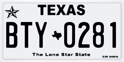 TX license plate BTY0281