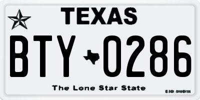 TX license plate BTY0286