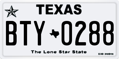TX license plate BTY0288