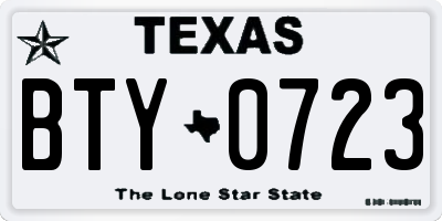 TX license plate BTY0723