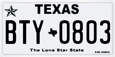 TX license plate BTY0803
