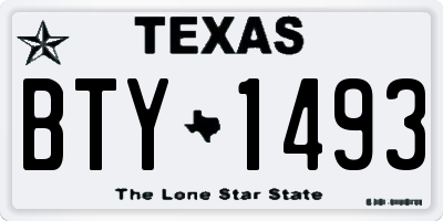 TX license plate BTY1493