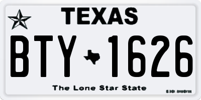 TX license plate BTY1626