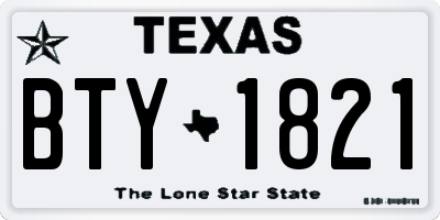 TX license plate BTY1821