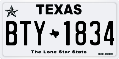 TX license plate BTY1834