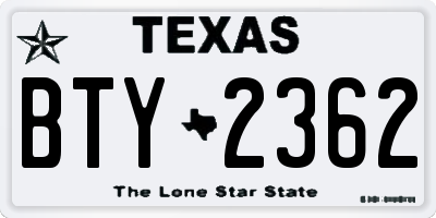 TX license plate BTY2362