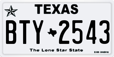 TX license plate BTY2543