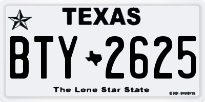 TX license plate BTY2625