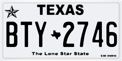TX license plate BTY2746