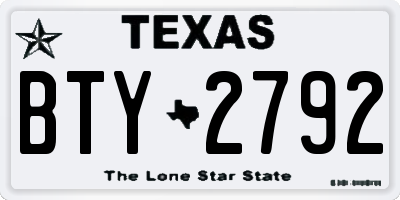 TX license plate BTY2792