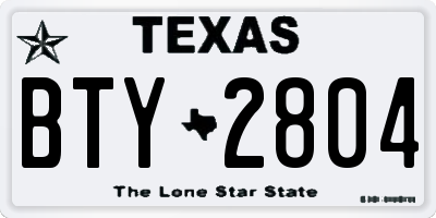 TX license plate BTY2804