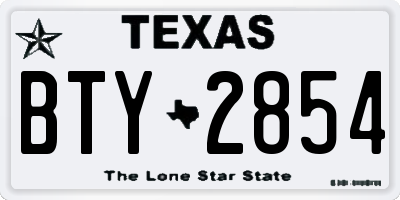 TX license plate BTY2854