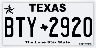 TX license plate BTY2920