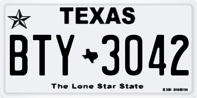 TX license plate BTY3042